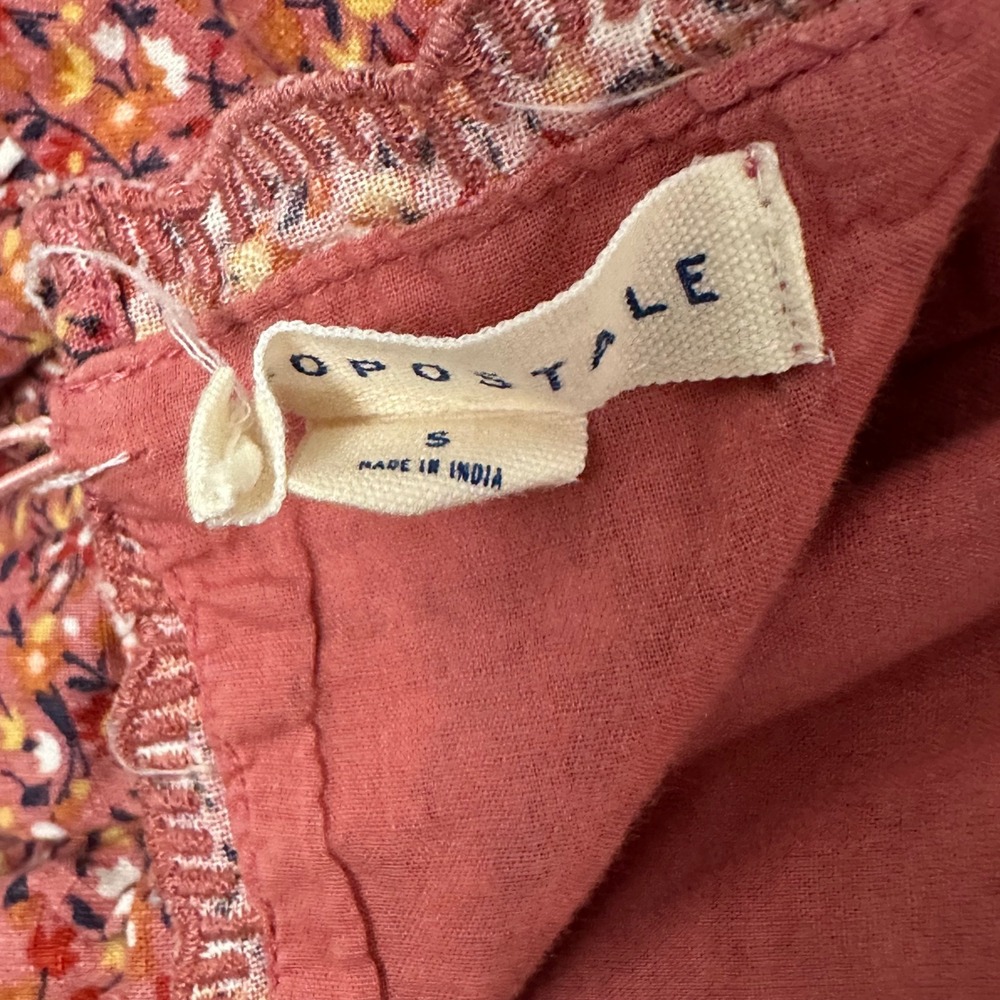 Aeropostale Babydoll Dress S Pink Floral Scalloped Trim Cottagecore Boho - Picture 6 of 16